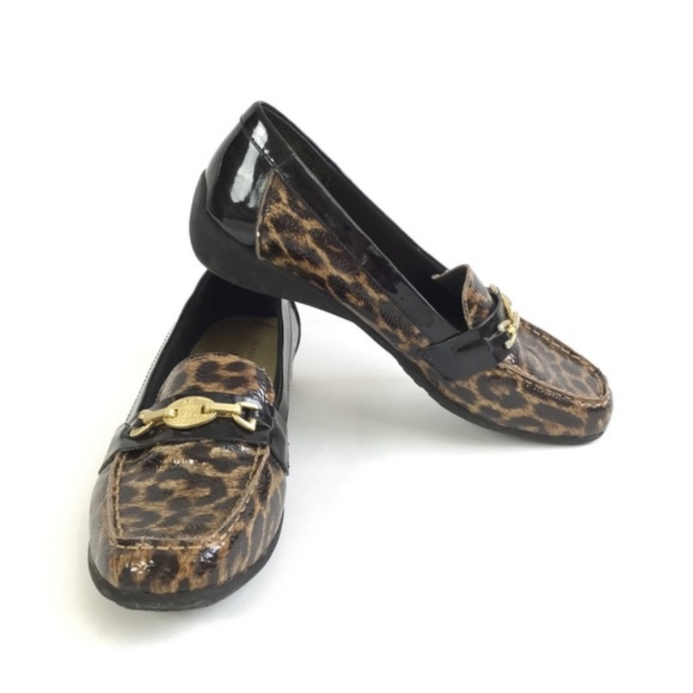 AK Anne Klein Black/Leopard IFlex Flats-Size 6 - Picture 2 of 8